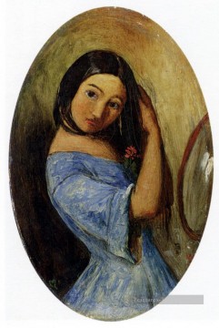  Jeune Peintre - Une jeune fille se peignant les cheveux préraphaélite John Everett Millais